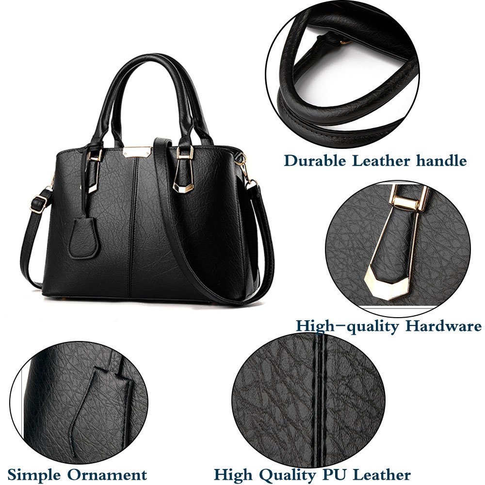 Stylish Women's Leather Satchel Handbag - Top Handle Tote Purse with Shoulder Strap for Work, Travel & Everyday Use