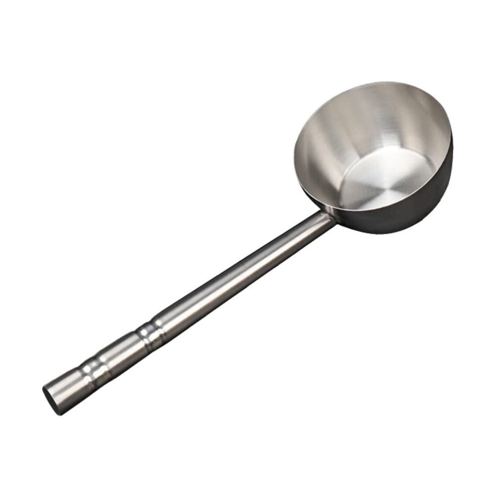 Stainless Steel Long Handle Water Ladle - 16cm Big Hair Washing Scoop & Flat Bottom Soup Ladle for Kitchen & Bathroom | Perfect for Shampooing, Cooking & Serving