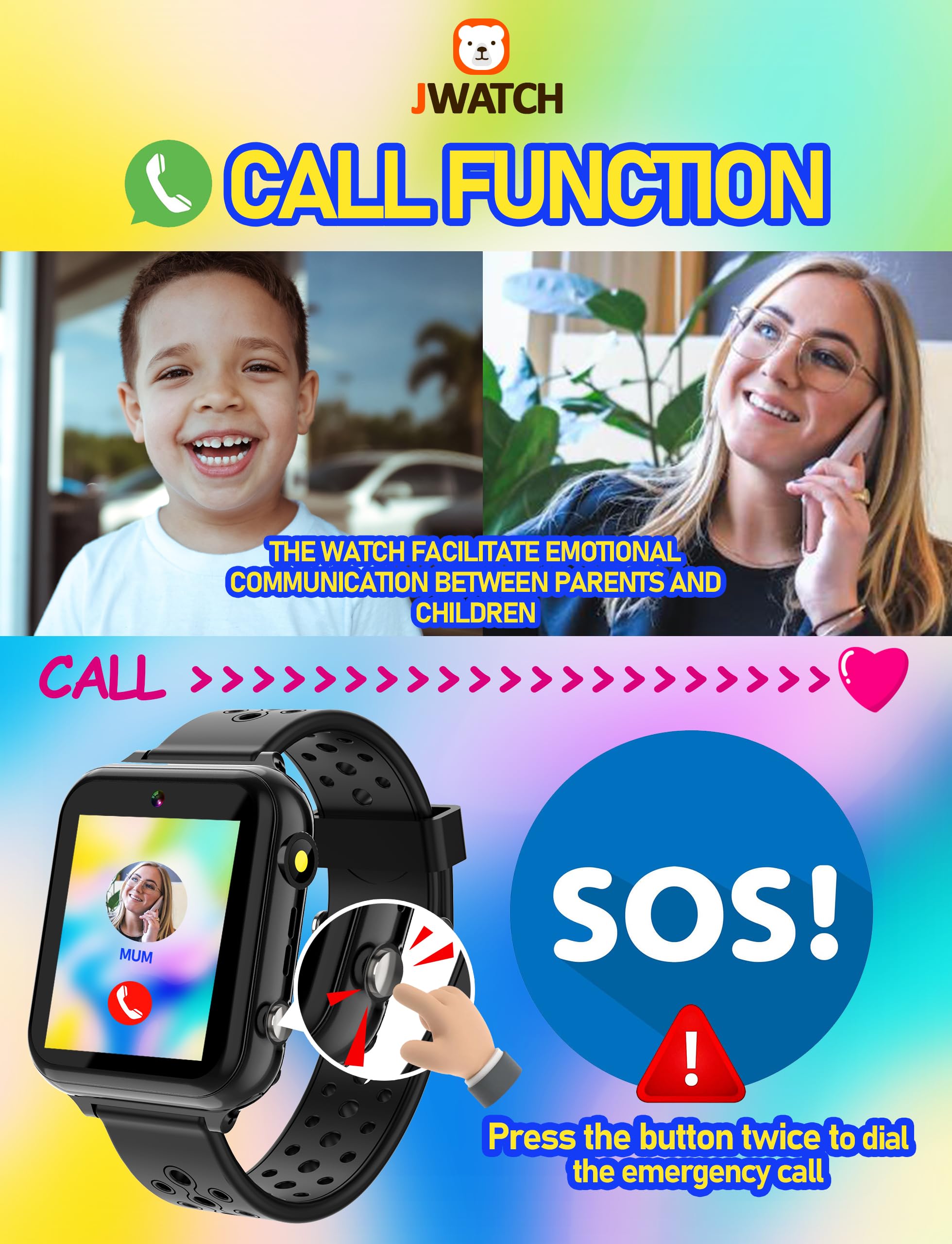 Smart Watch for Kids with SOS Call, 10 Stories & 24 Puzzle Games, Pedometer, Alarm Clock - Best Gift for Boys & Girls Ages 6-12 - Perfect for Birthday, Christmas & Outdoor Adventures
