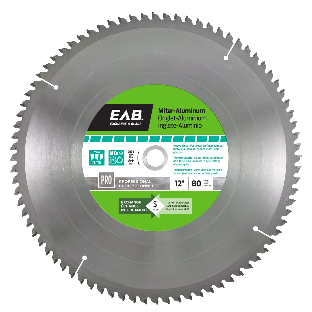 12-Inch 80-Tooth Metal Cutting Miter Saw Blade for Aluminum - Professional Grade, Recyclable & Replaceable - Perfect for Woodworking, Metal Fabrication and DIY Projects