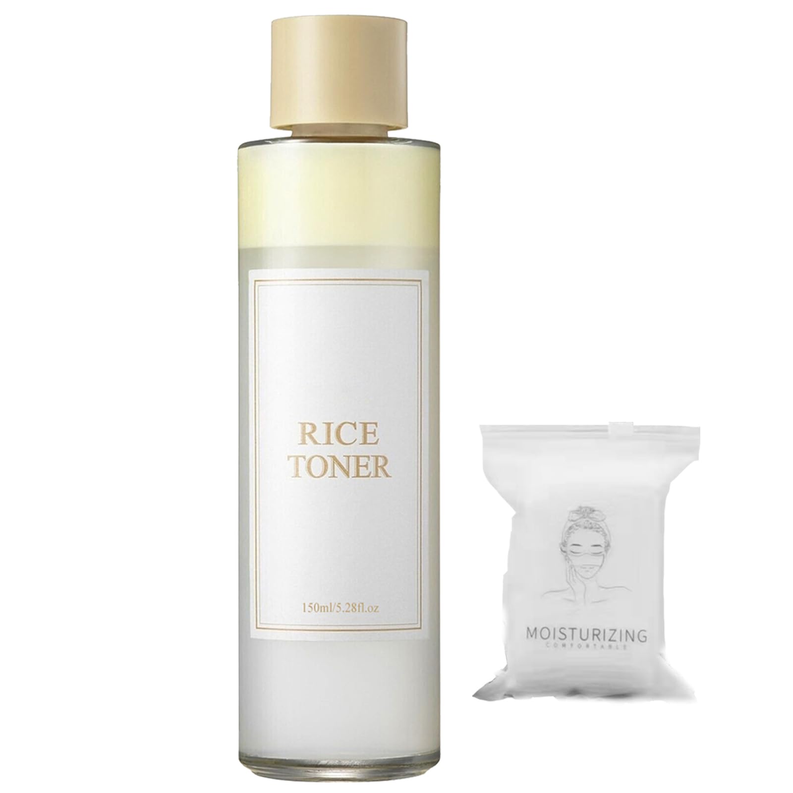 KOAHDE Rice Facial Moisturizer with Rice Extract - Hydrating Toner & Natural Glow Essence for Radiant Skin | Gentle Face Toner with Cotton Pads for Daily Skincare Routine, Makeup Removal & Hydration