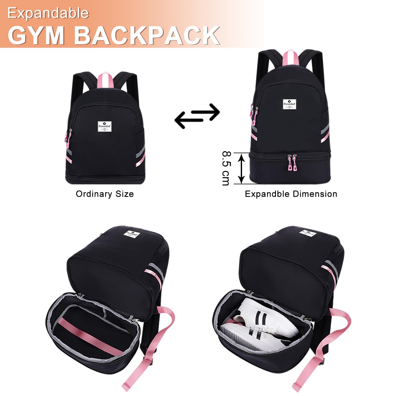 **Foldable Waterproof Gym Backpack for Women - Sports Backpack with Shoe Compartment & Wet Pocket, Travel Laptop Backpack for Fitness, Yoga, Swimming & Outdoor Activities**    *(Perfect for Gym, Travel, Work & Daily Commute - Lightweight & Durable Design!)*