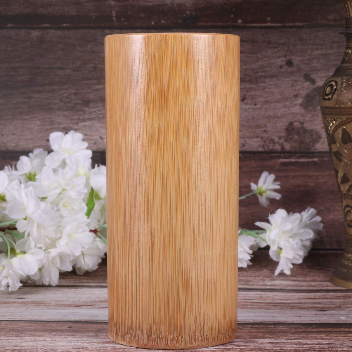 Bamboo Kitchen Utensil Holder - 20cm Chopsticks Storage Barrel, Spoon Fork Organizer, Cutlery Container for Countertop & Dining Table Organization