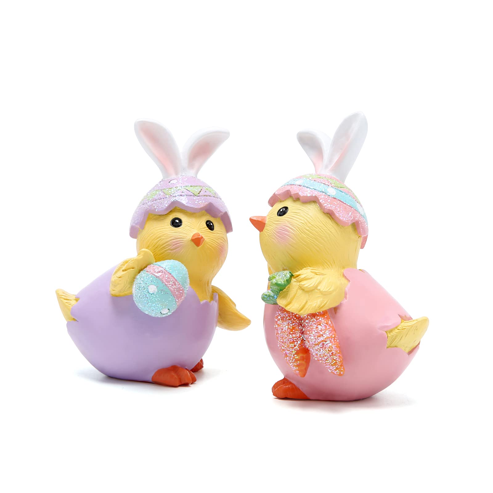 2 PCS Easter Chick Decorations - Cute Spring Tabletop Figurines for Easter Party, Home & Holiday Decor - Perfect Easter Day Gifts for Egg Hunts & Festive Celebrations