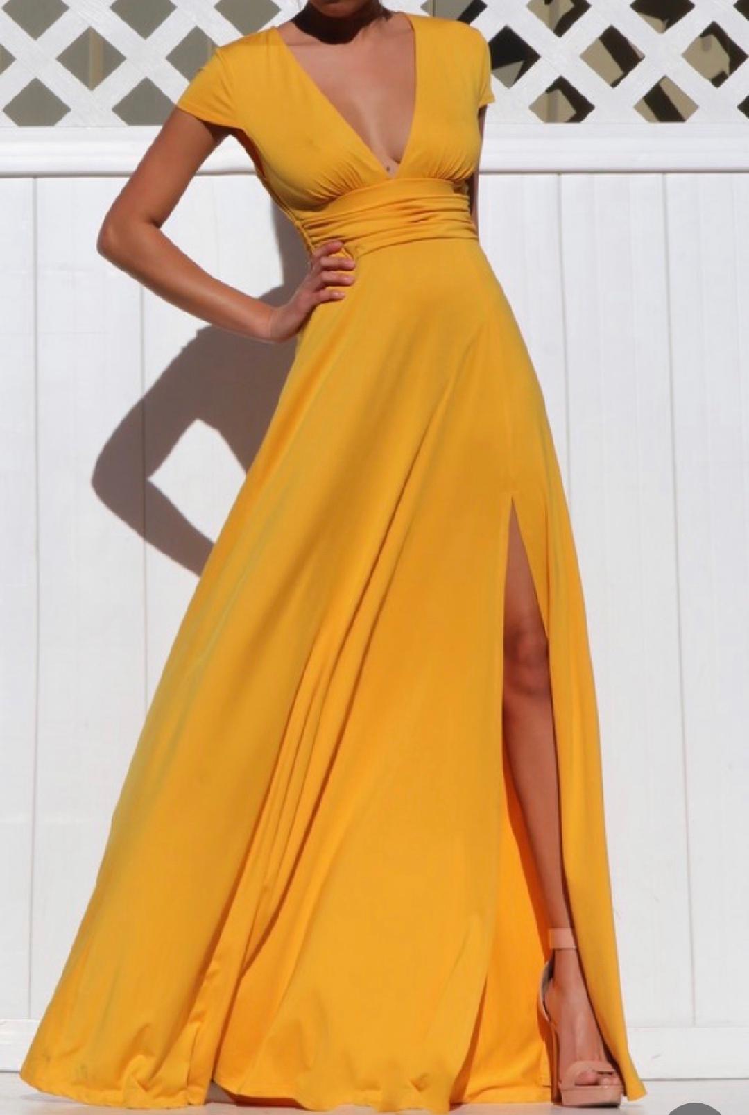 Kiley Women's Elegant Draped Waistband Maxi Dress with High Slit - Perfect for Evening Parties, Weddings & Special Occasions