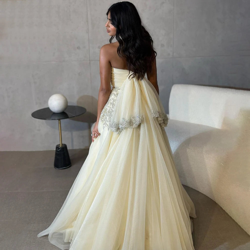 Luxury Beaded Halter Evening Gowns for Women - Serene Hill Dubai Arabic Beige A-Line Dress for Wedding Party & Special Occasions | Elegant Formal Gown LA72278 | Perfect for Red Carpet Events, Galas & Cocktail Parties