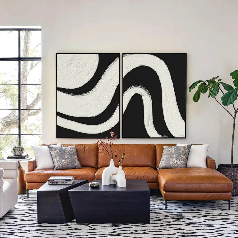 Abstract Tranquility Set of 2 Wall Art Paintings - Modern Minimalist Canvas Prints for Living Room, Bedroom & Office Decor #WS016