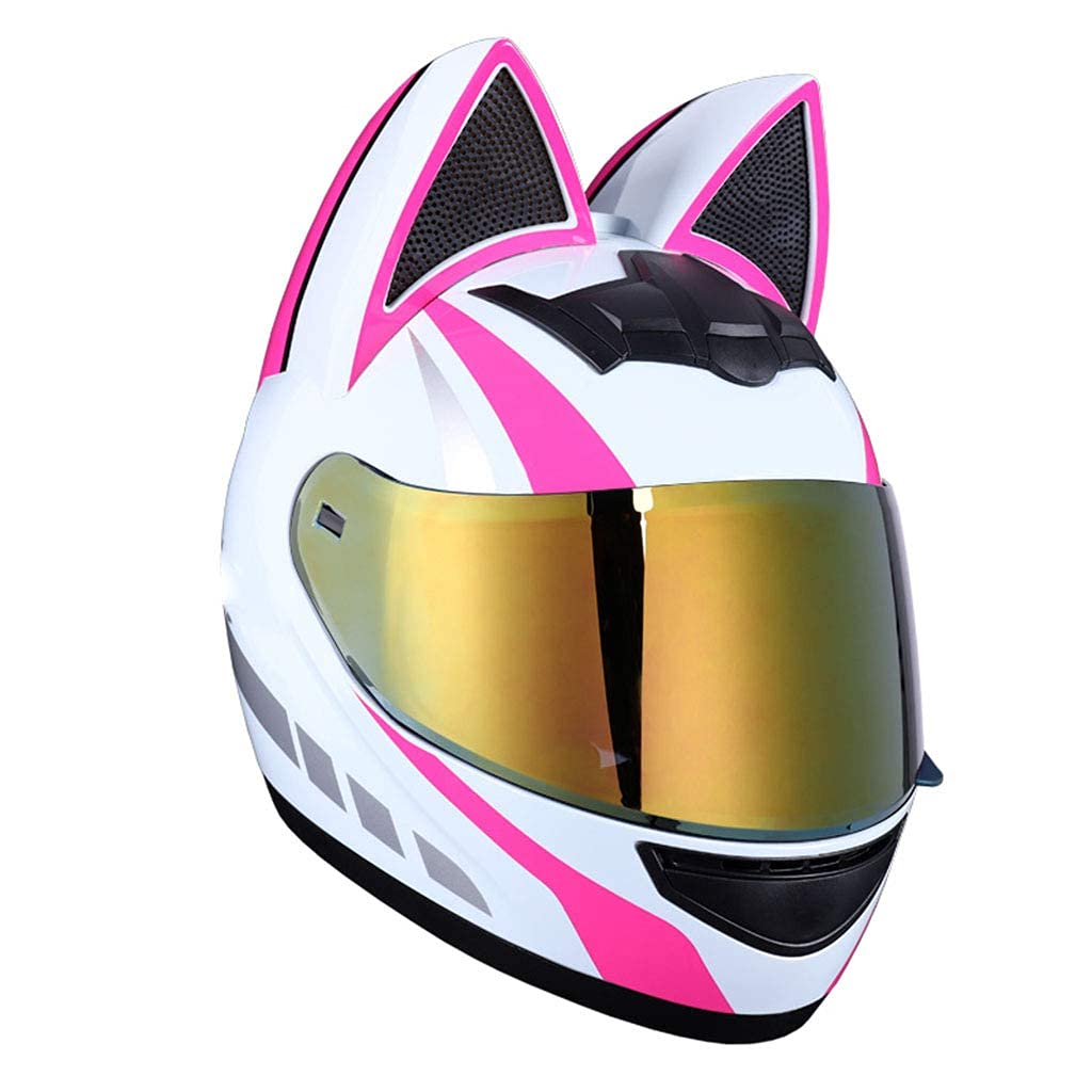 MRDAER Women's Full Face Motorcycle Helmet with Cat Ears - DOT Approved Flip Up Visor Motocross Helmet for Adults (54-62cm) - Fashionable & Safe Riding Gear for Street Biking, Commuting and Motorcycle Tours
