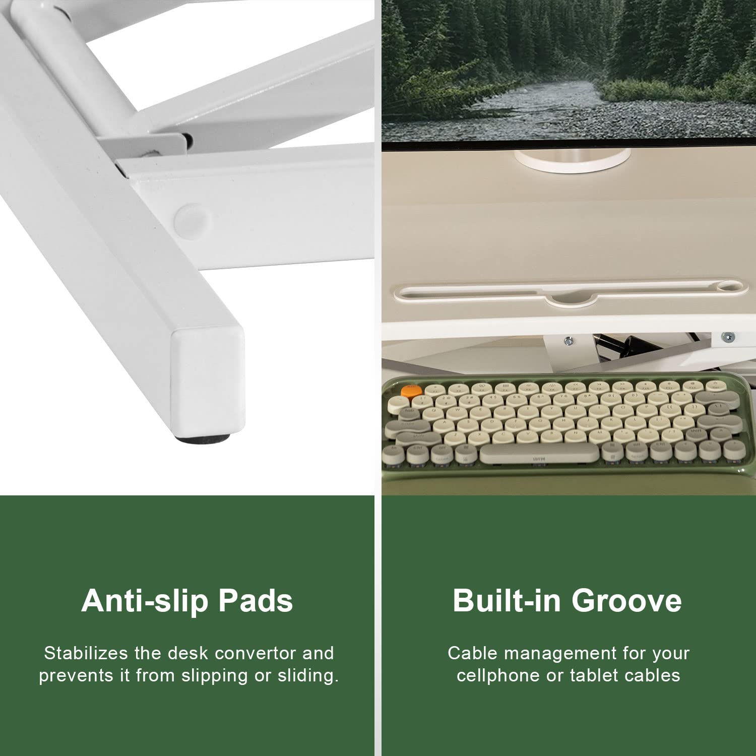 31 Inch Height Adjustable Standing Desk Converter - Ergonomic Sit to Stand Workstation with Wide Keyboard Tray for Dual Monitor & Laptop - White - Perfect for Home Office, Remote Work & Workspace Ergonomics