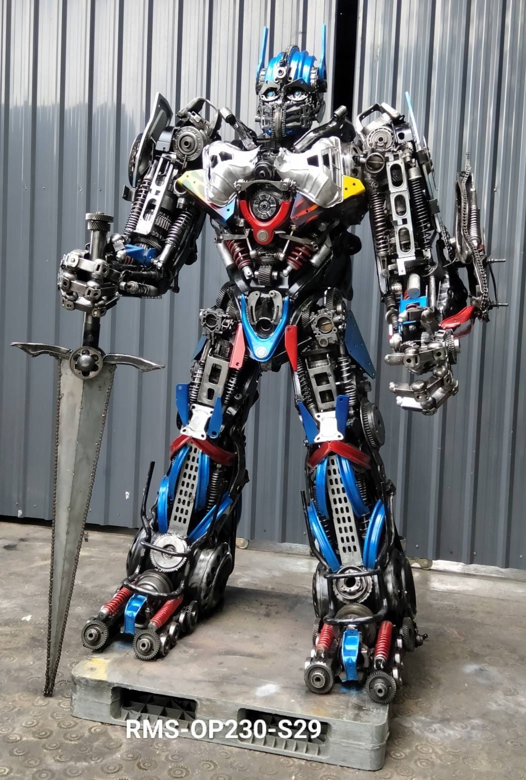 Optimus Prime Inspired Recycled Metal Art Sculpture - Transformers Collectible Home Decor for Fans & Geeks - Perfect for Office Desk, Man Cave, or Gift Idea