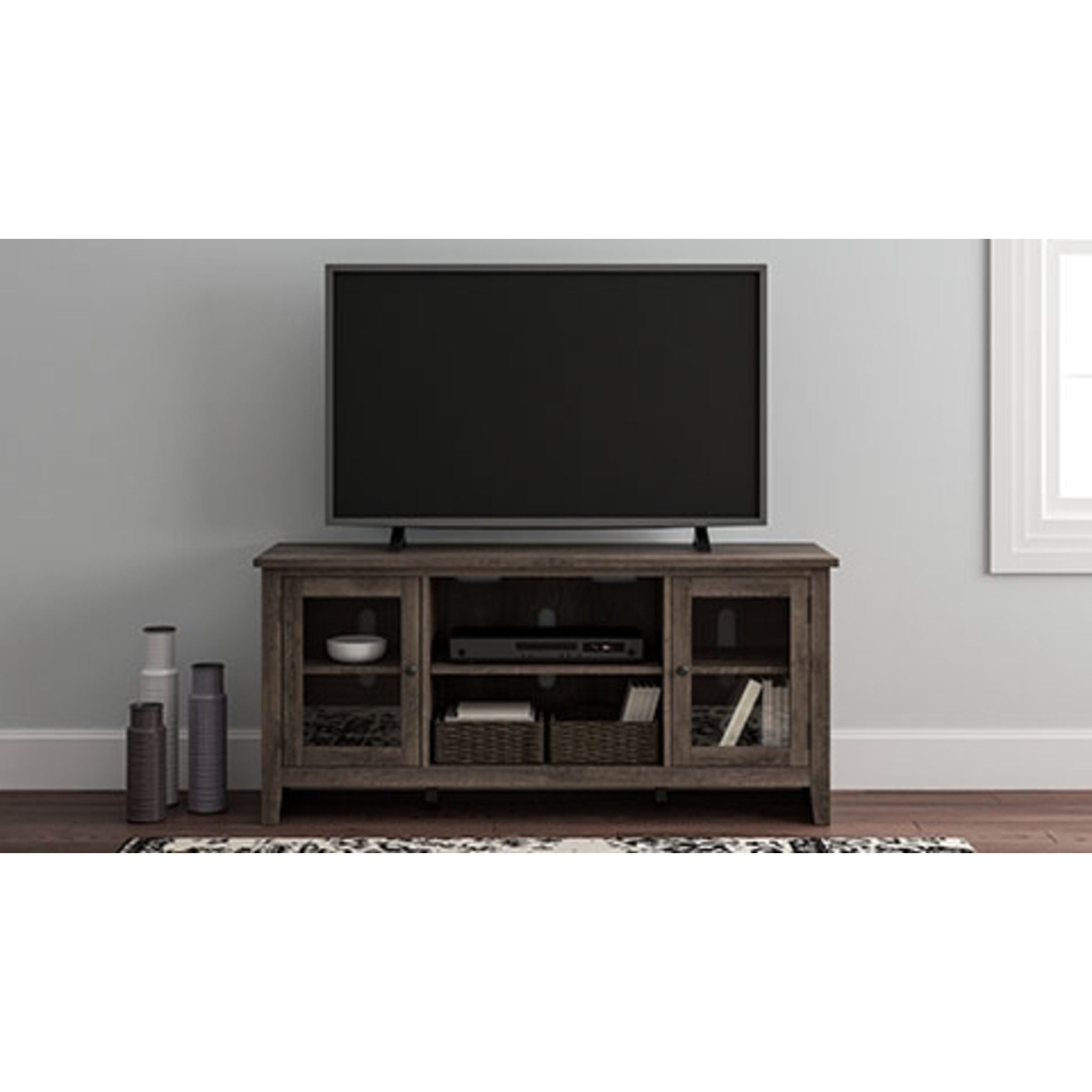 Modern Arlenbry TV Stand with Storage - Sleek Gray Entertainment Center for Living Room, Bedroom & Home Theater | Fits 55-75 Inch Flat Screen TVs