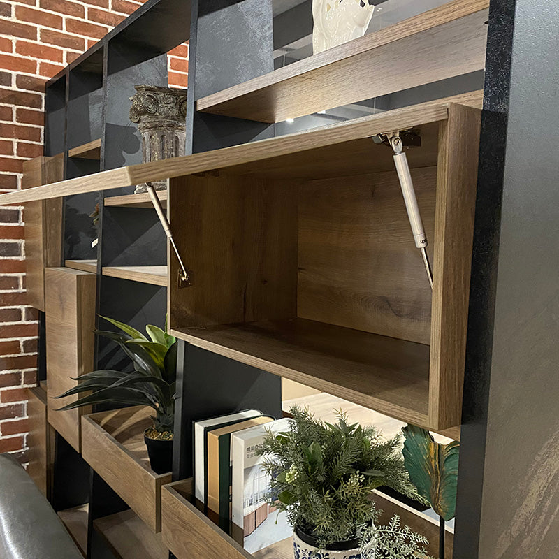 BARON Display Unit 230cm Warm Oak & Black - Modern Bookshelf for Living Room, Office & Bedroom Storage