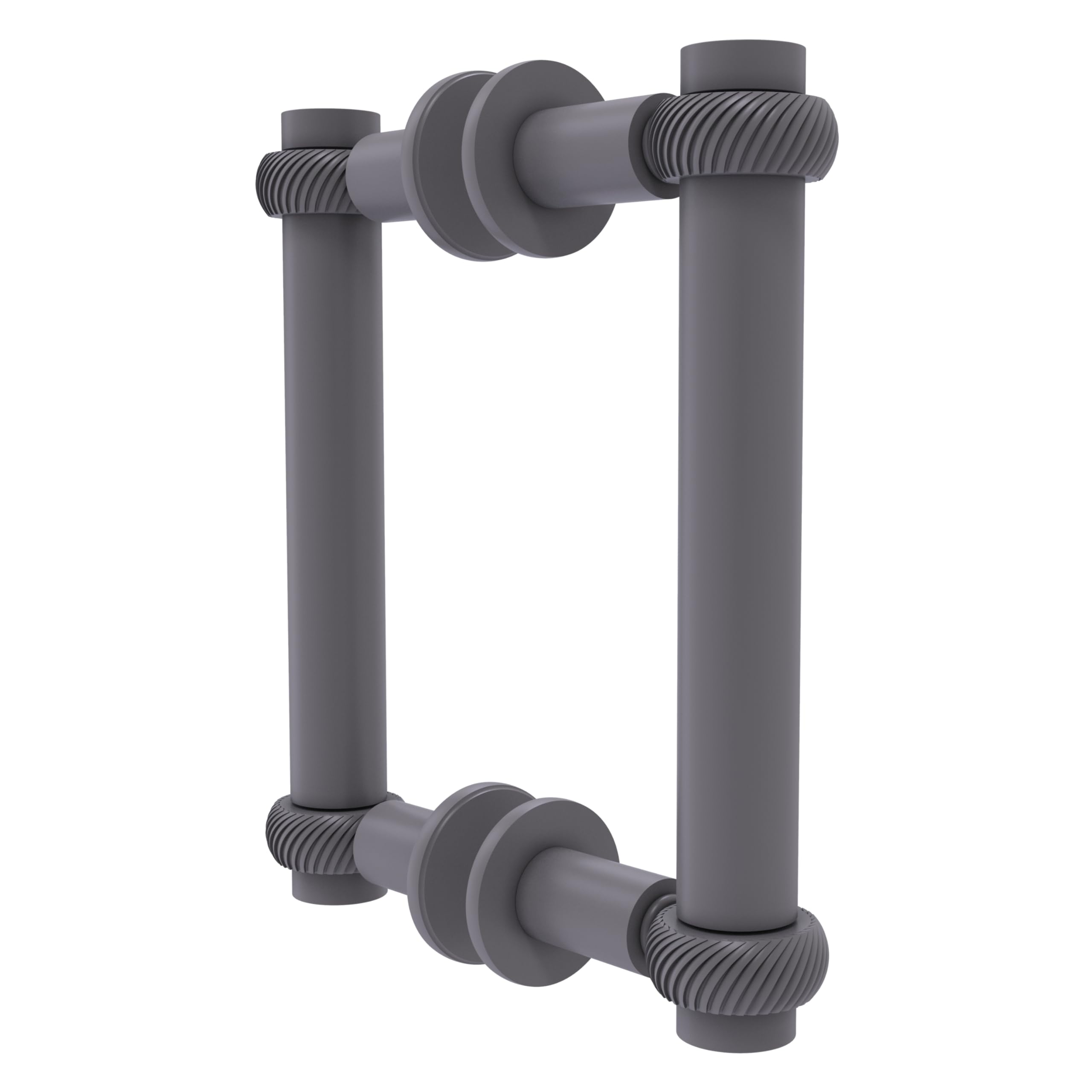 Allied Brass 404T-6BB-GYM 6 Inch Modern Matte Gray Shower Door Handle - Contemporary Twisted Design for Bathroom & Gym Shower Doors