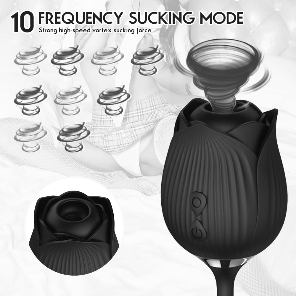 **Rose Thrusting Pump G-Spot Stimulator - Sucking Vibrator Bullet Dildo for Women - Waterproof & Rechargeable Adult Sex Toy for Couples & Solo Play**