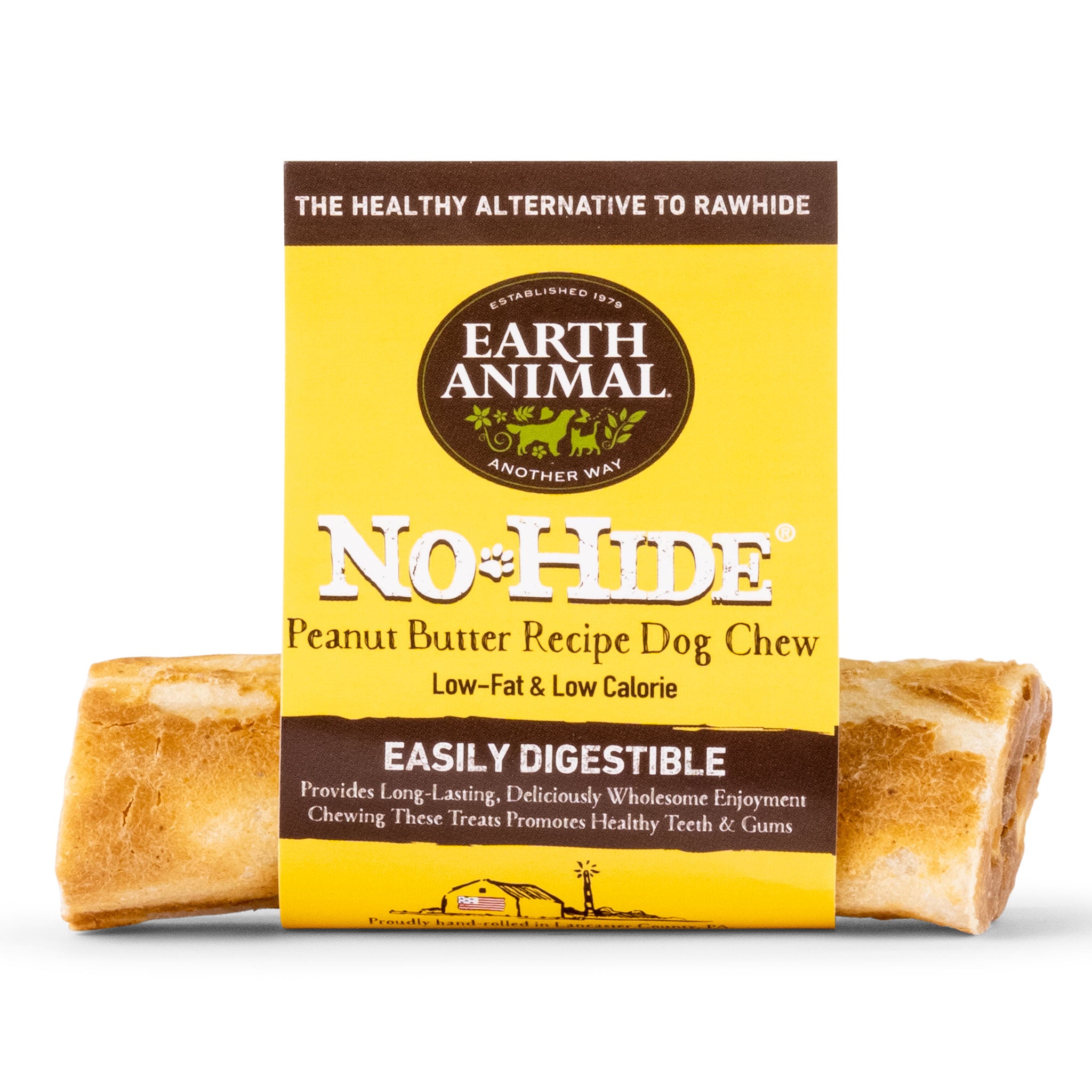 Earth Animal No Hide Peanut Butter Dog Chews - Natural & Healthy Treats for Small & Large Dogs - Perfect for Training, Teething & Dental Care