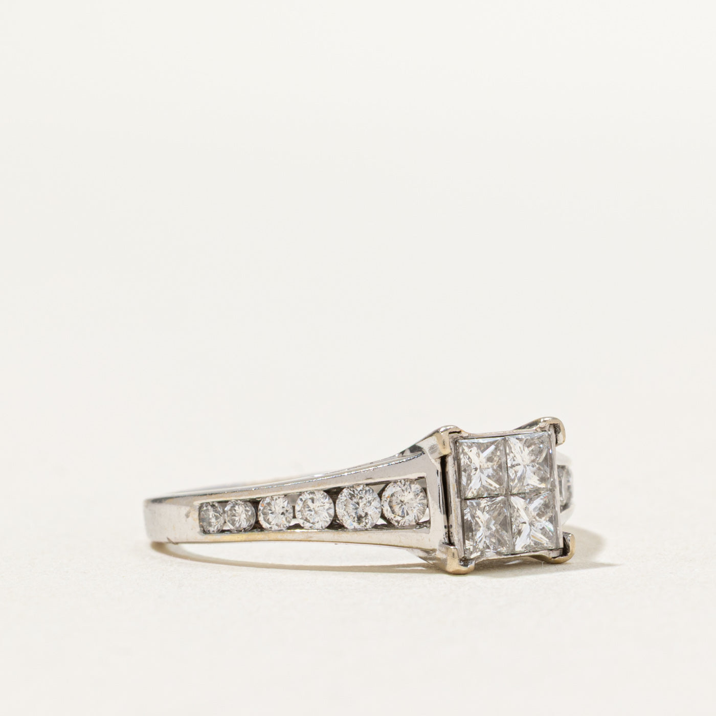Illusion Set Diamond Tapered Ring - 0.96 Carat Total Weight (CTW) | Size 7.5 | Elegant Wedding Band, Anniversary Gift for Her, Engagement Ring Alternative