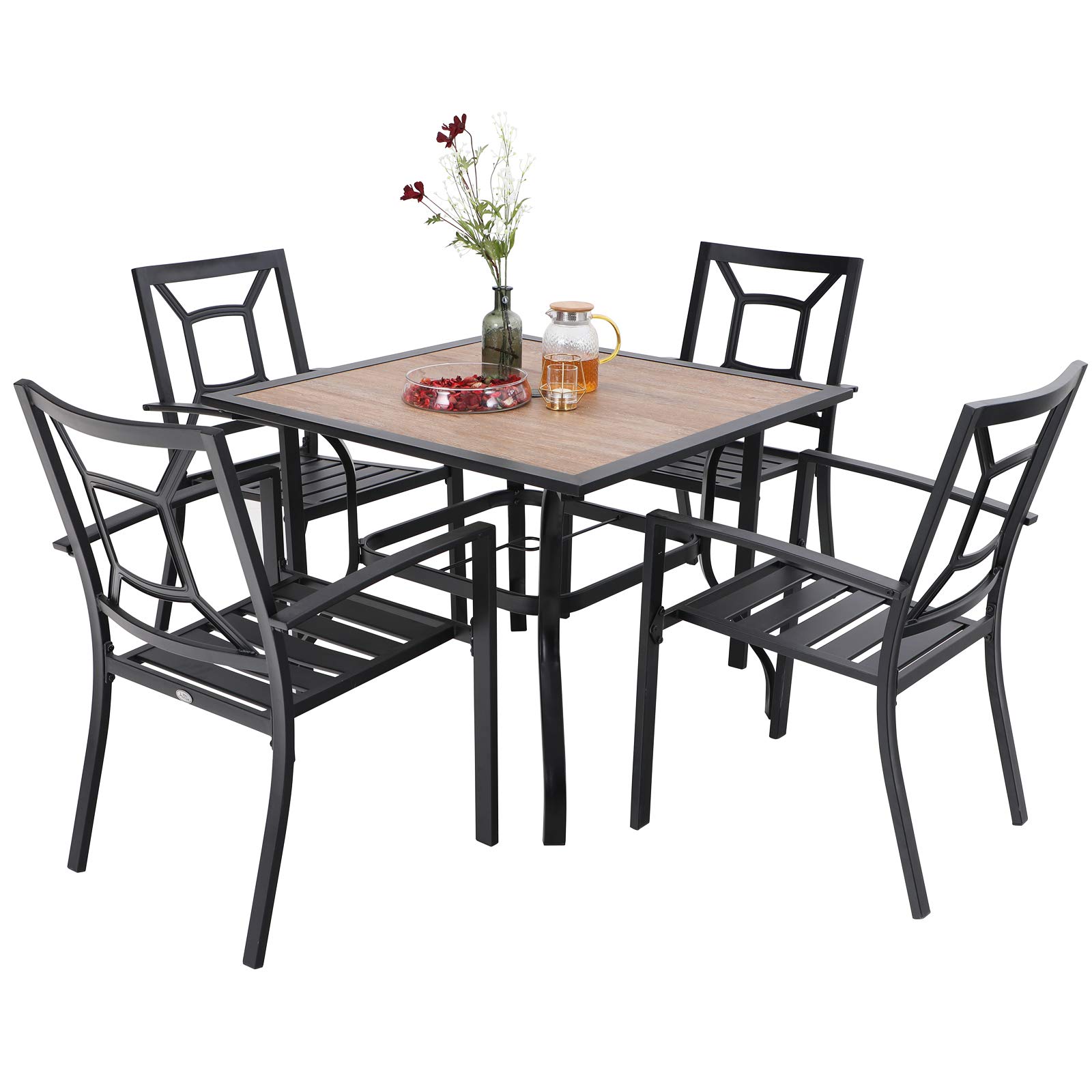 Sophia & William 5-Piece Outdoor Patio Dining Set - Metal Table & Chairs with 37