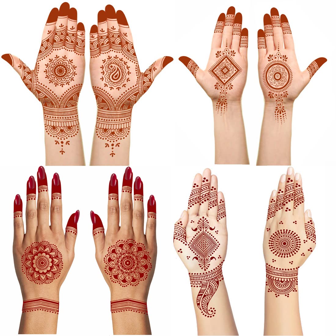Geometric Henna Temporary Tattoo Kit - 4 Unique Designs for Body Art (FHMT15-18) | Perfect for Festivals, Parties & Creative Self-Expression