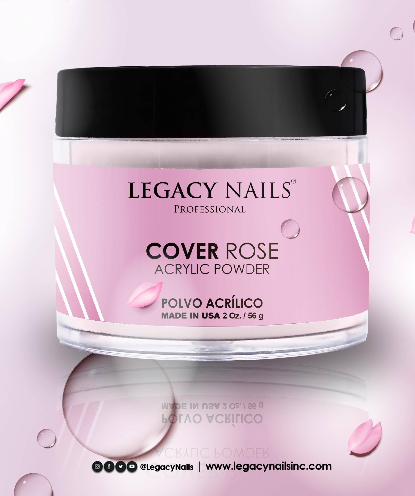 Legacy Nails Professional Cover ROSE Acrylic Powder - 2oz for French Manicure, Nail Extensions & Natural-Looking Nail Art | Salon-Quality DIY Nails at Home