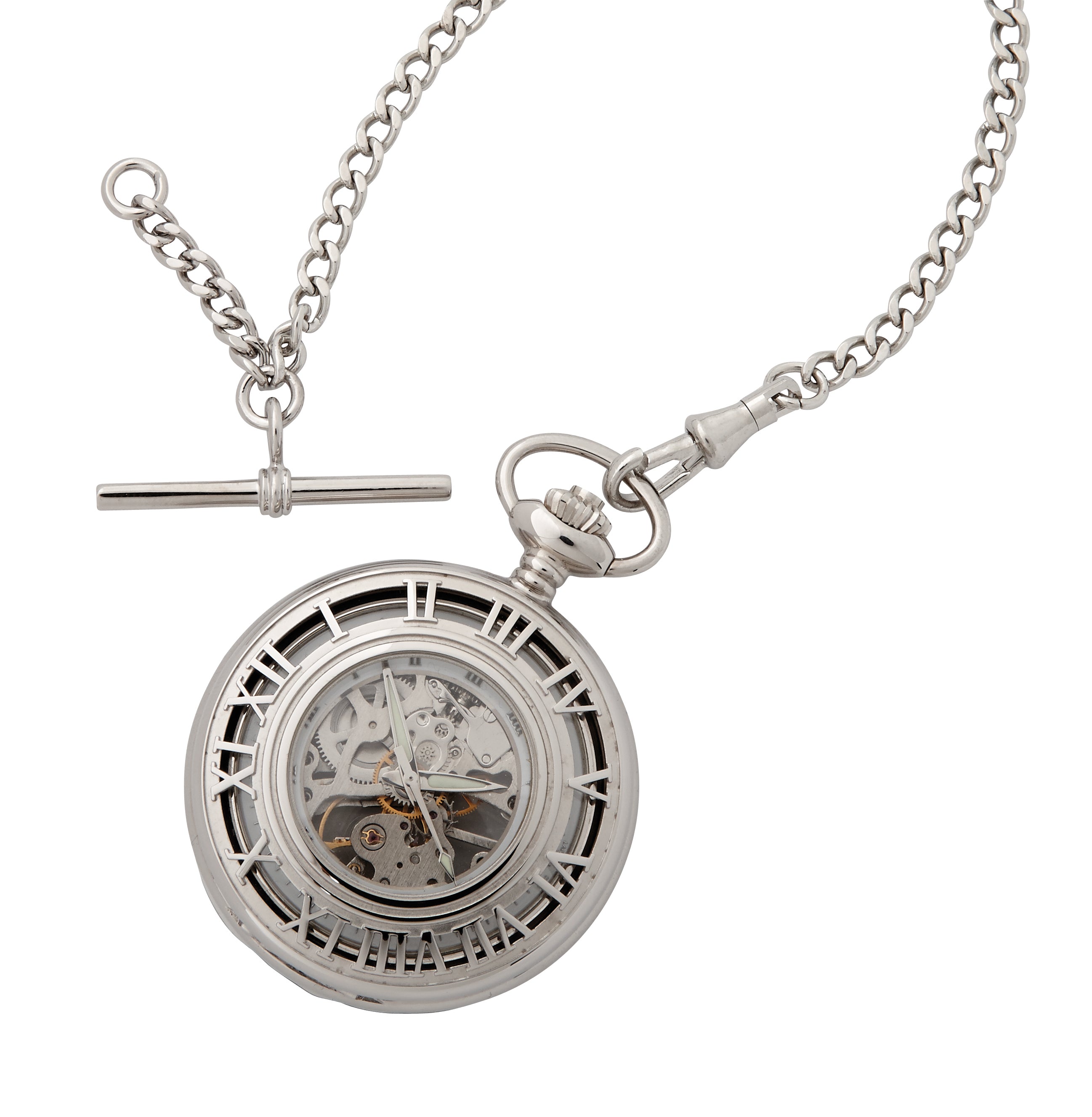 Albany PW56 Vintage Mechanical Pocket Watch - Classic Silver Chain Wind-Up Timepiece for Men & Women | Perfect for Weddings, Steampunk Fashion & Collectors