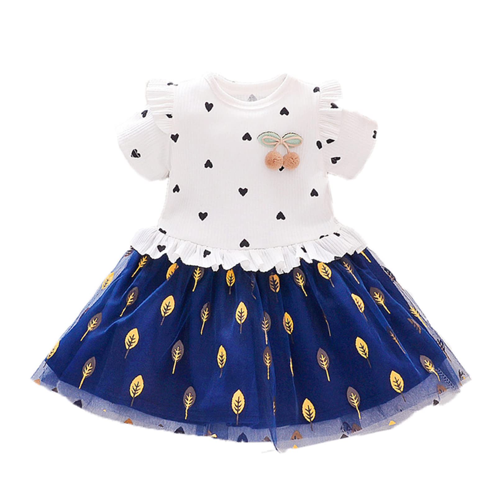 Toddler Girls Floral Short Sleeve Tulle Ball Gown Dress - Princess Party Dress for Kids - Perfect for Birthday Parties, Weddings & Special Occasions