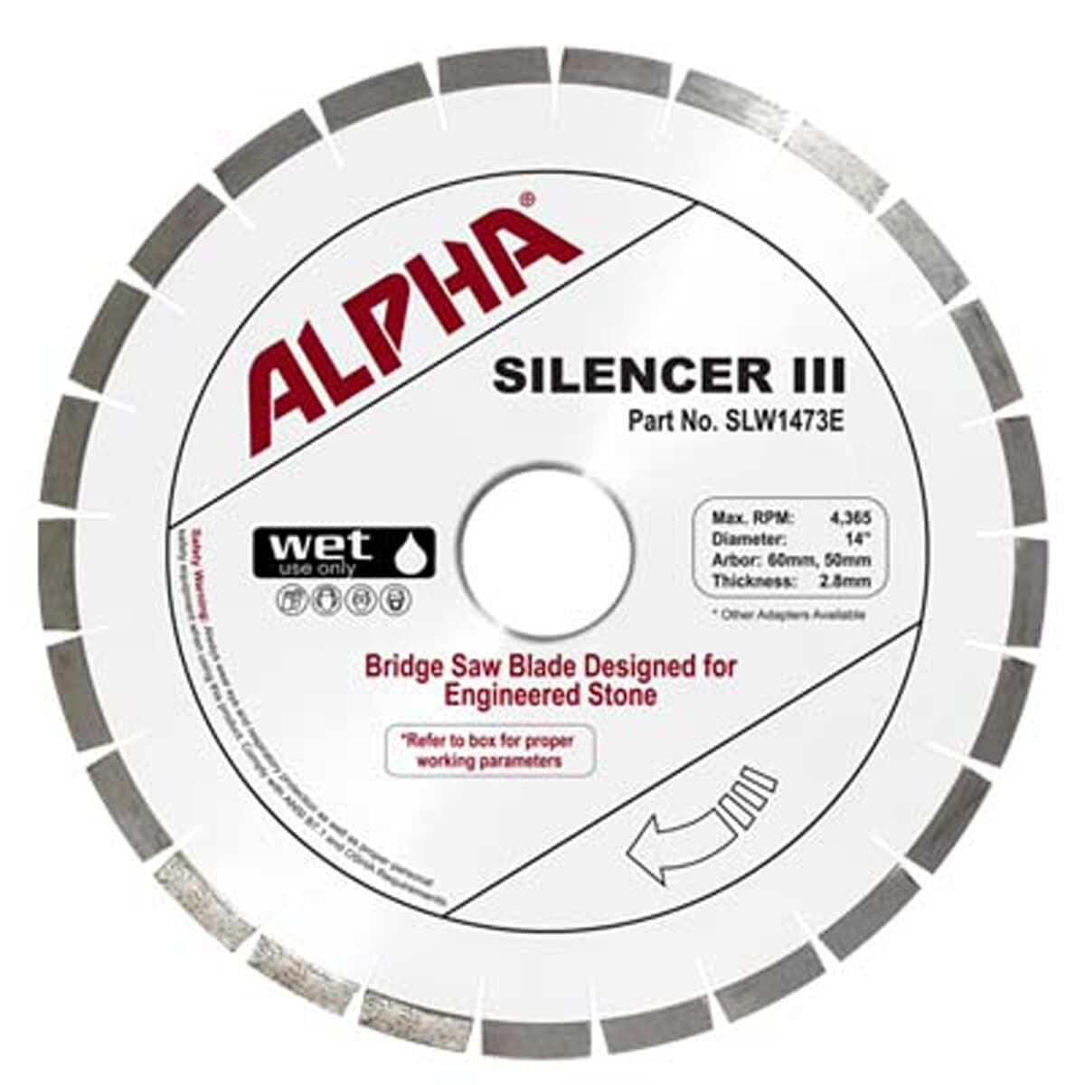 Alpha Silencer III Diamond Blade for Engineered Stone - Premium Cutting Tool for Quartz, Granite & Marble - Perfect for Countertop Installation & Fabrication Projects
