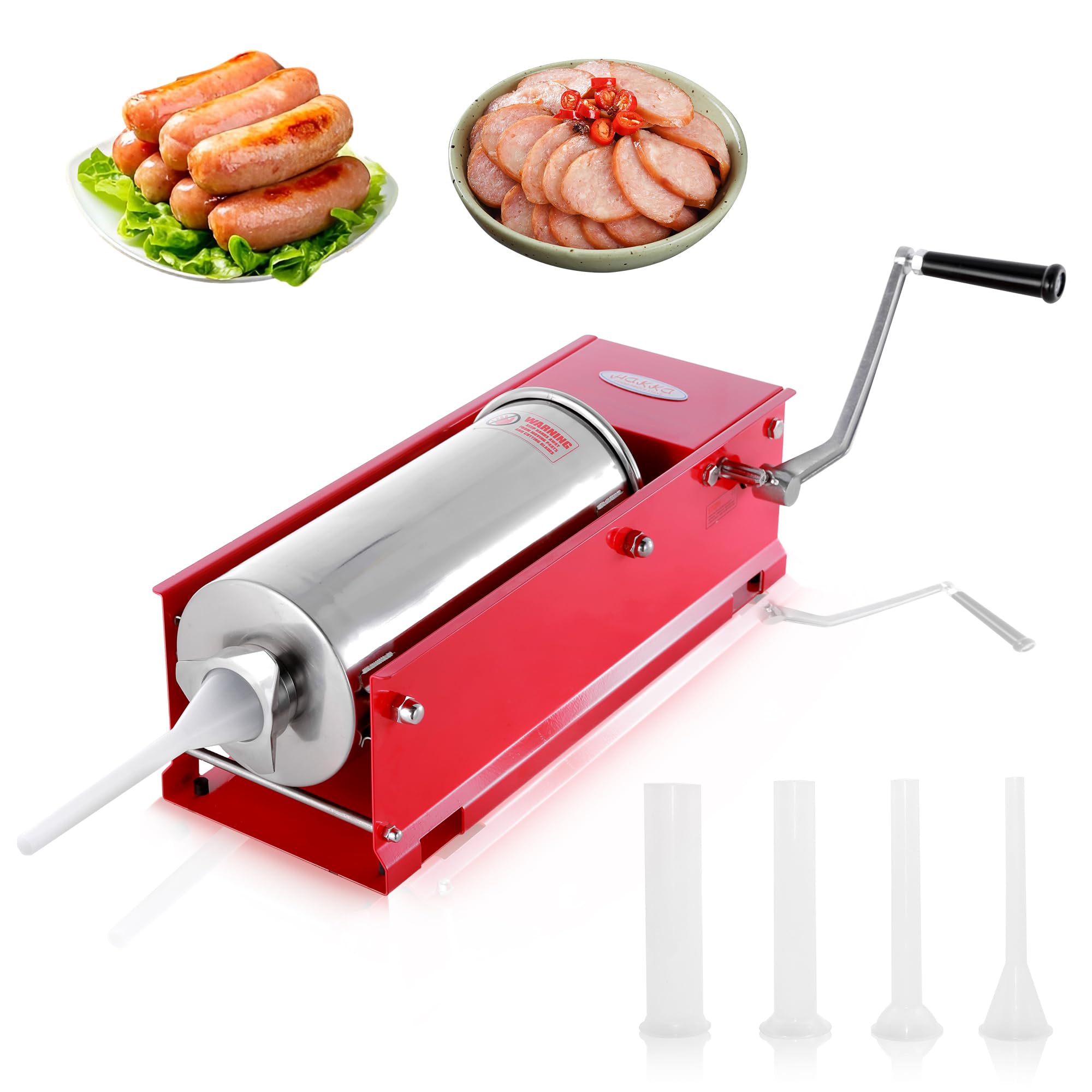 11 Lbs (5 Liter) Hakka 2-Speed Horizontal Sausage Stuffer - Heavy Duty Steel Sausage Maker for Home Kitchen & Commercial Use - Perfect for Making Italian, German, and Breakfast Sausages
