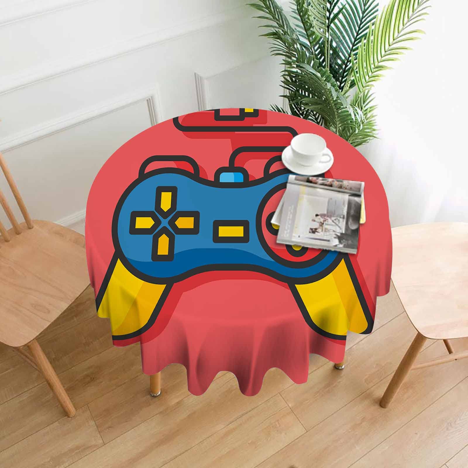 AOYEGO Spill-Proof Polyester Game Tablecloth - 60 Inch Round & Rectangle Geometric Design for Dining, Indoor & Outdoor Party Use - Perfect for Game Nights, BBQs, and Family Gatherings