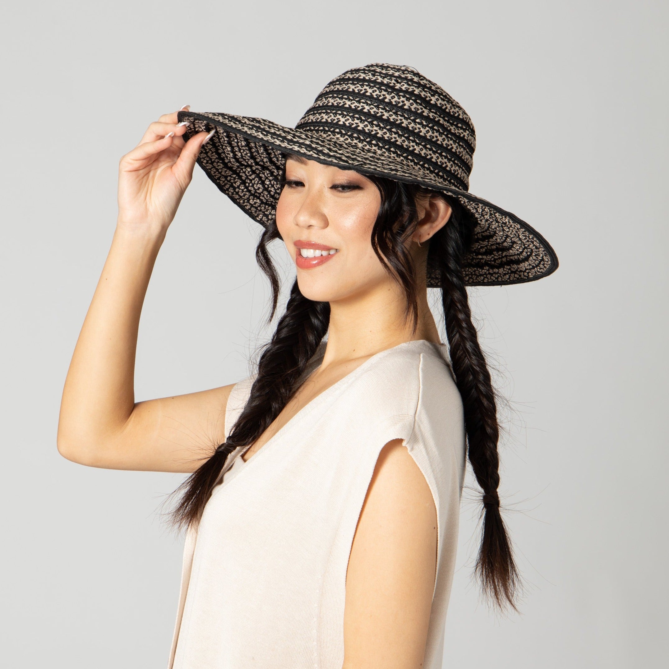 Stylish Women's Novelty Ribbon & Paperbraid Sun Hat for Beach, Garden, and Outdoor Activities - UV Protection Summer Wide Brim Hat