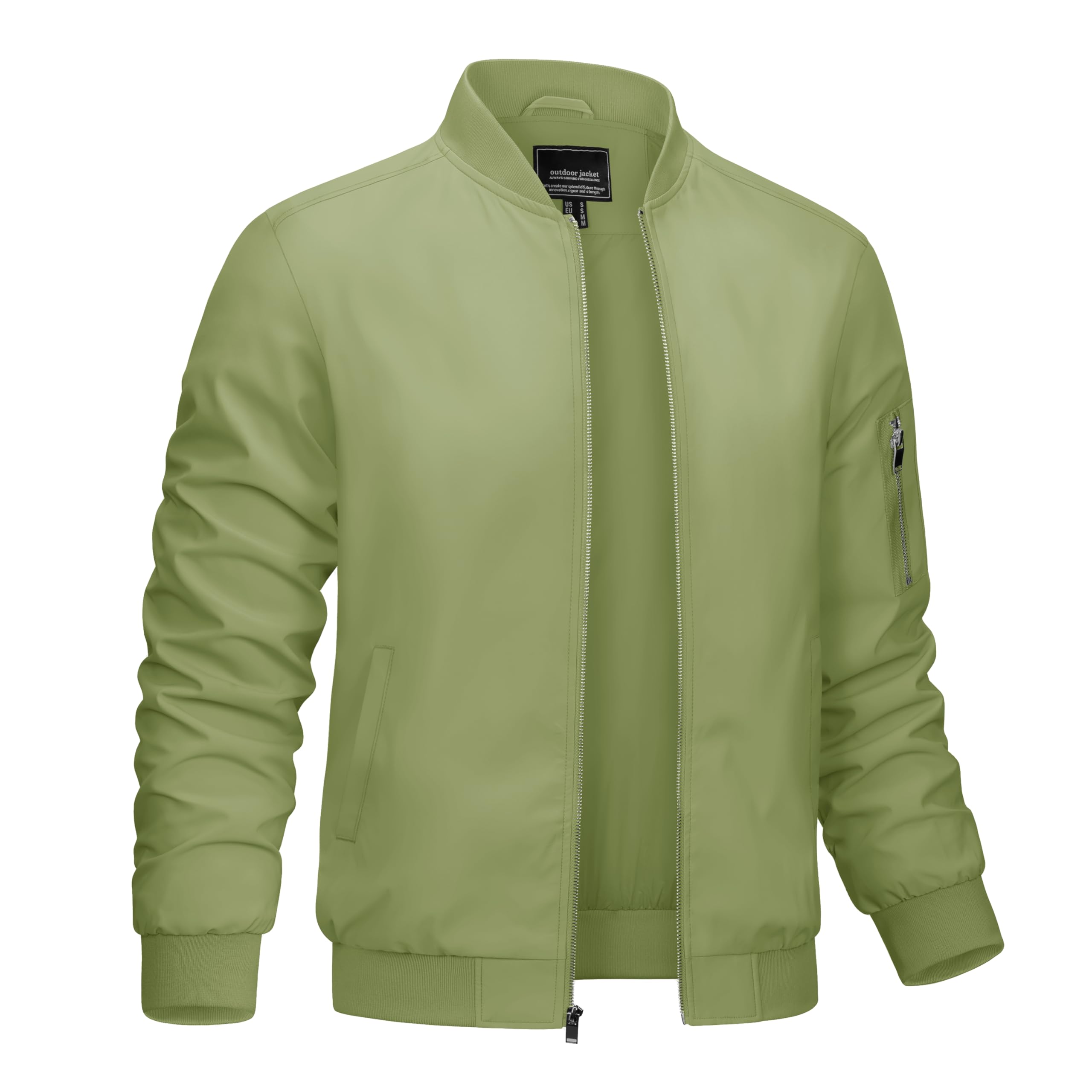 Lightweight Men's Bomber Jacket - Full Zip Windbreaker for Spring & Fall - Casual Outerwear Coat for Everyday Wear & Outdoor Activities