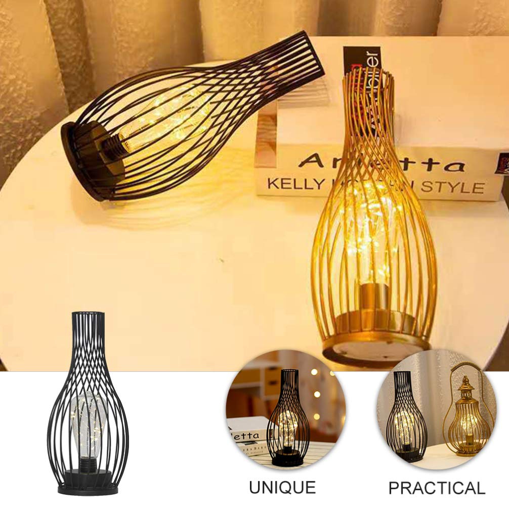 Uonlytech Wrought Iron Vase LED Table Lamp - Decorative Night Light for Bedroom, Living Room & Office | Elegant Iron Home Decor with Soft Glow for Relaxation & Ambience