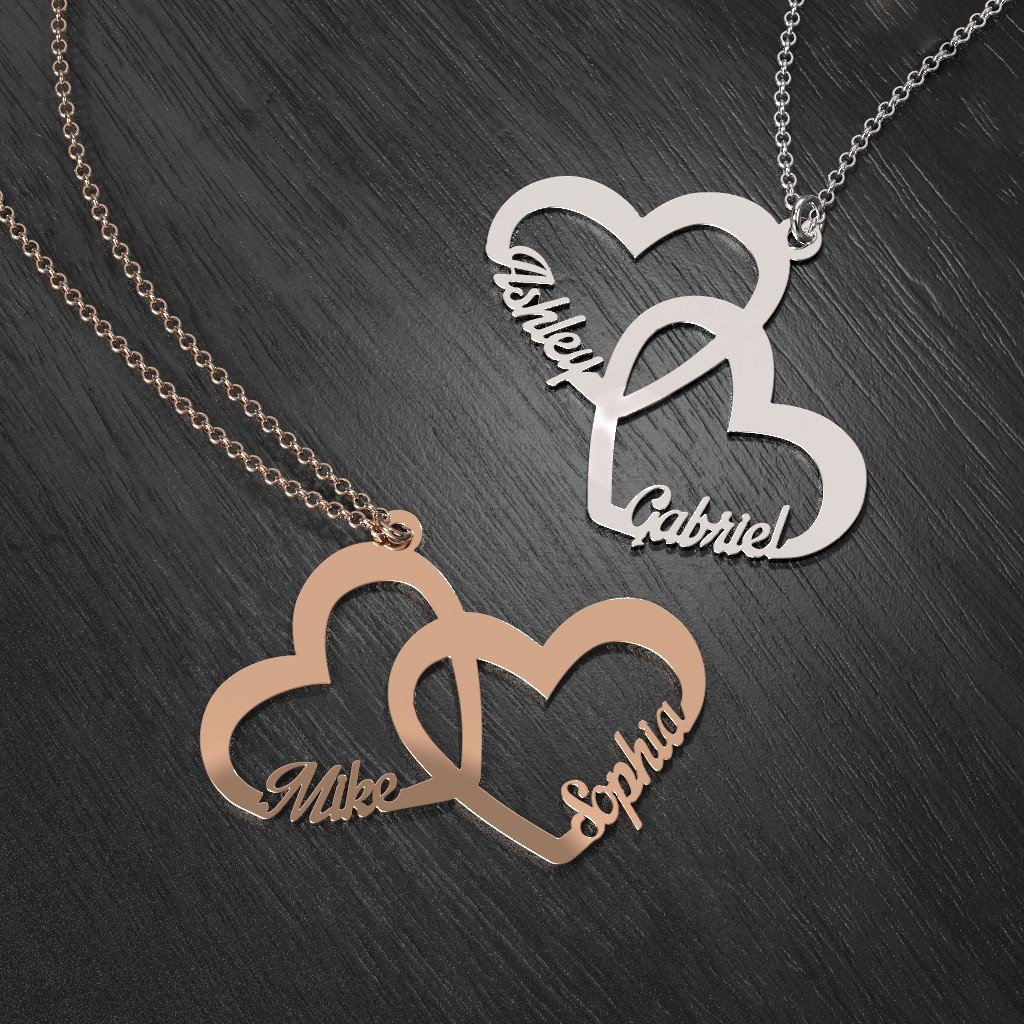 Personalized Silver 'Interlocked In Love' Heart Name Necklace - Custom Couple Gift for Anniversary, Valentine's Day & Romantic Occasions | Engraved Jewelry by JEWLR