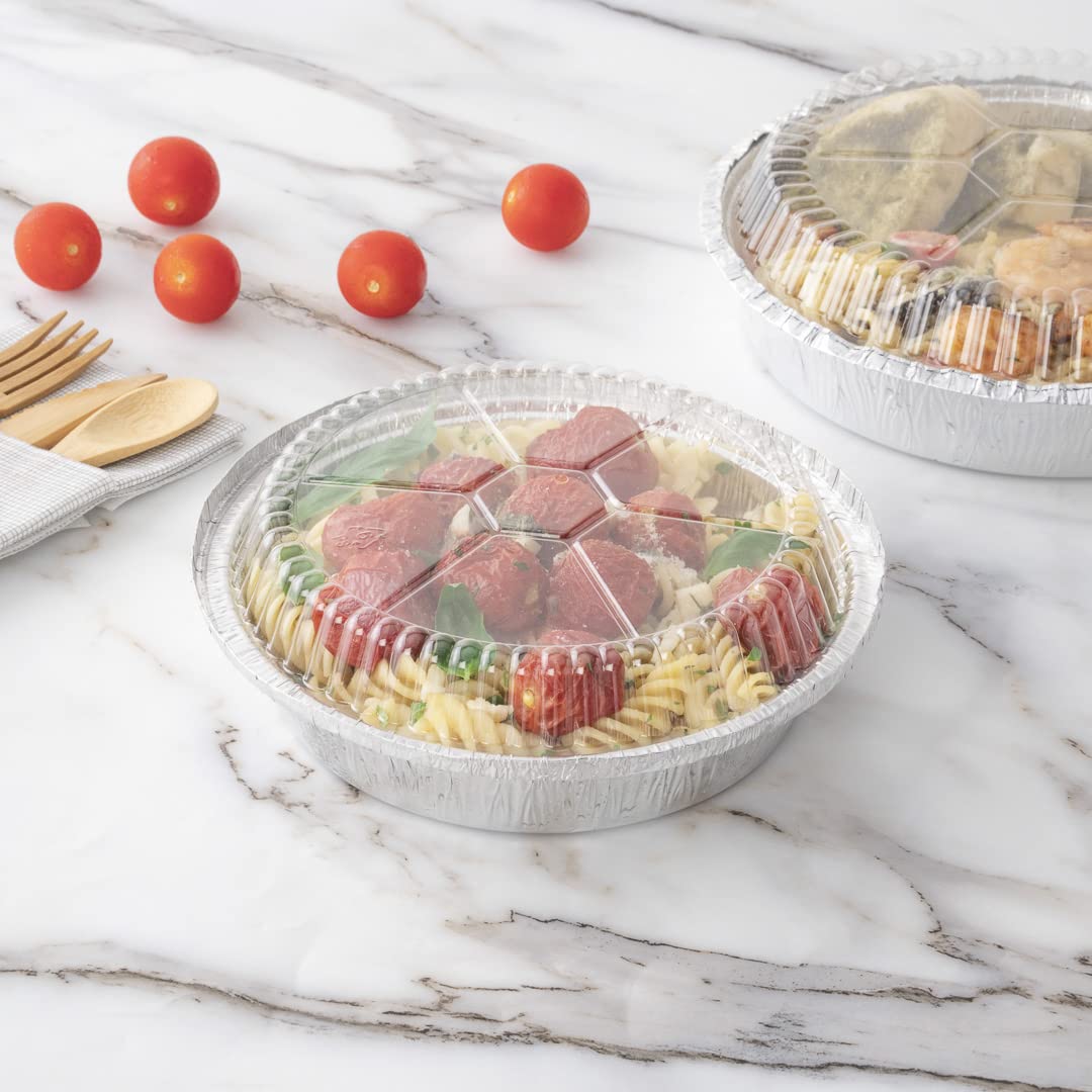 Restaurantware 100-Pack Clear Plastic Dome Lids for 7-Inch Aluminum Takeout Containers - Foil Lux Round To-Go Pan Lids (Pans Sold Separately) | Perfect for Food Delivery, Catering & Restaurant Takeout Services