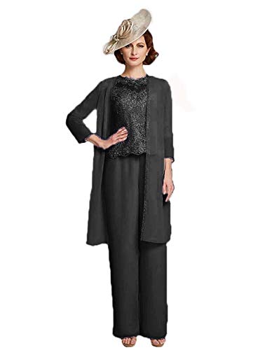 Elegant Chiffon Mother of the Bride Dress with Jacket - 3 Piece Pant Suit Set for Wedding Guest, Formal Occasions & Special Events - Long Sleeve Groom's Mother Outfit for Weddings, Receptions & Evening Parties