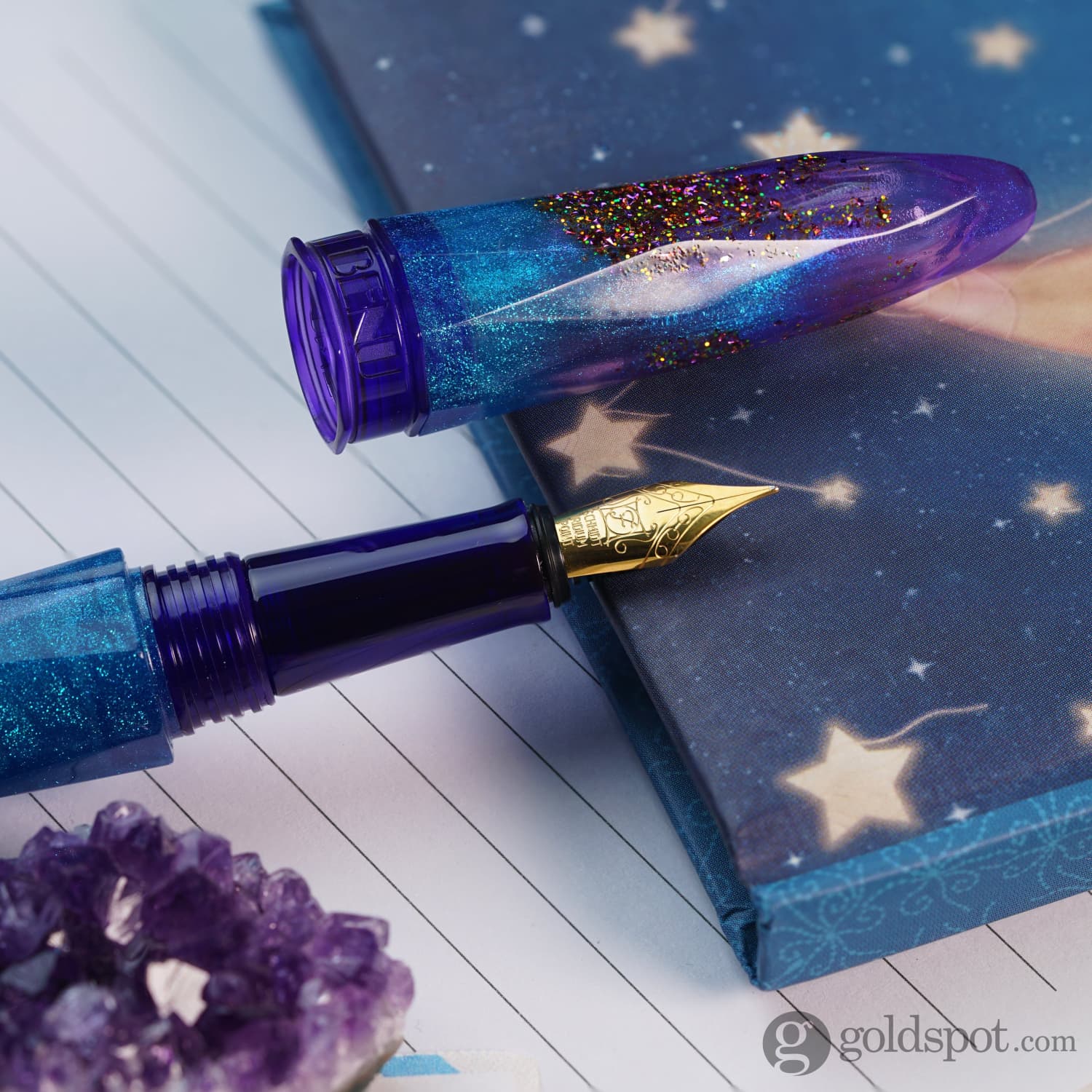 Benu Briolette Fountain Pen - Premium Amethyst Tide Color Luxury Writing Instrument for Calligraphy, Journaling & Gifting - Elegant Gift for Writers & Professionals