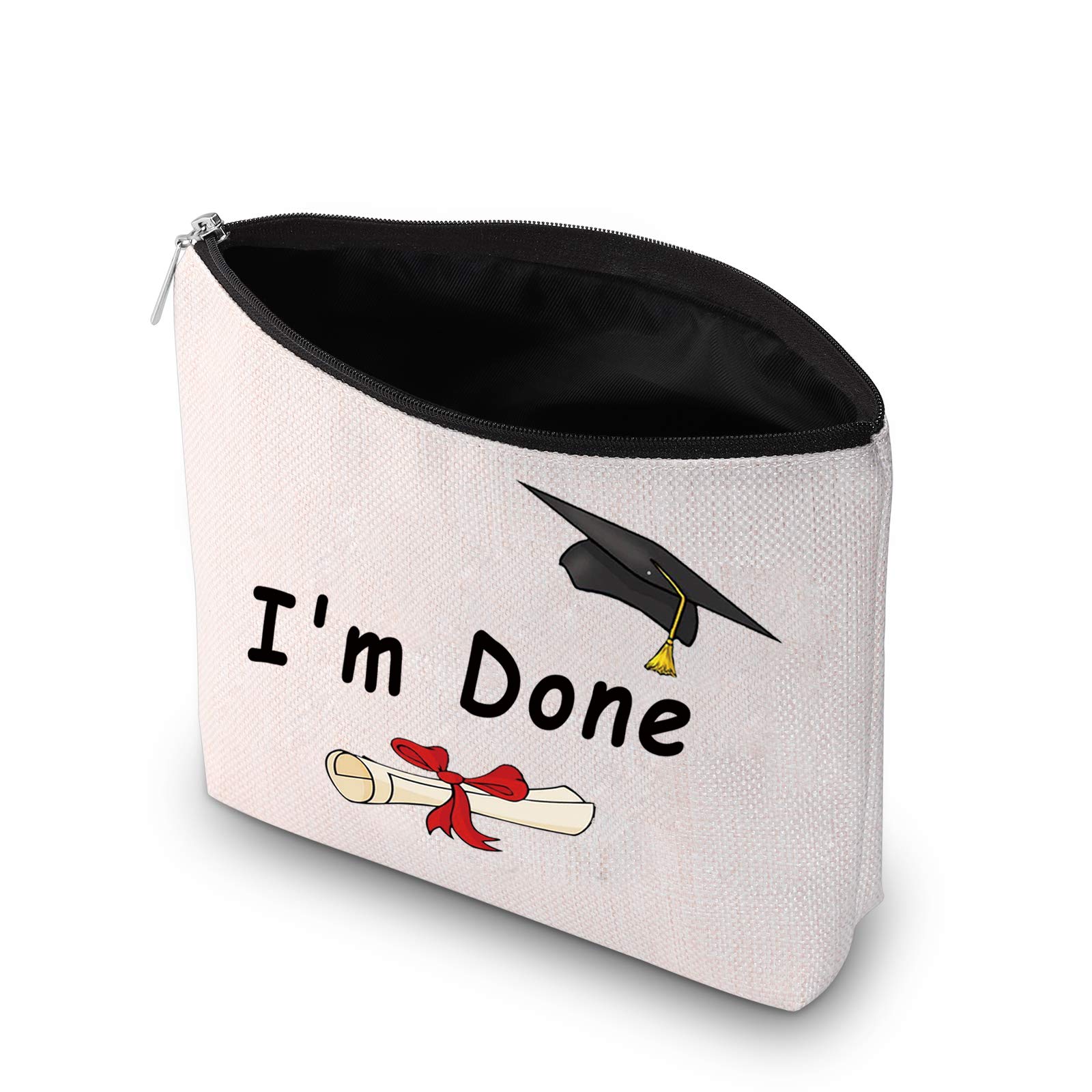 PXTIDY Graduation Makeup Bag 2025 - Congrats Gift for Her (Beige) - Perfect for College Grads