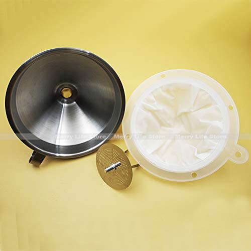 Premium 304 Stainless Steel Kitchen Funnel Set - 3 Piece with 400 Mesh Filter & Wide Mouth Strainer for Wine, Liquids, Dry Powder Transfer - Ideal for Home Brewing, Cooking, Baking & Canning (5 Inch Funnel)