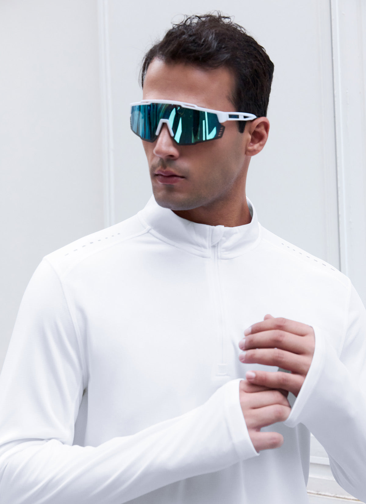 RX Stretch Men's Fingerhole Half Zip Up Pullover - Lightweight & Breathable for Workouts, Running & Outdoor Activities