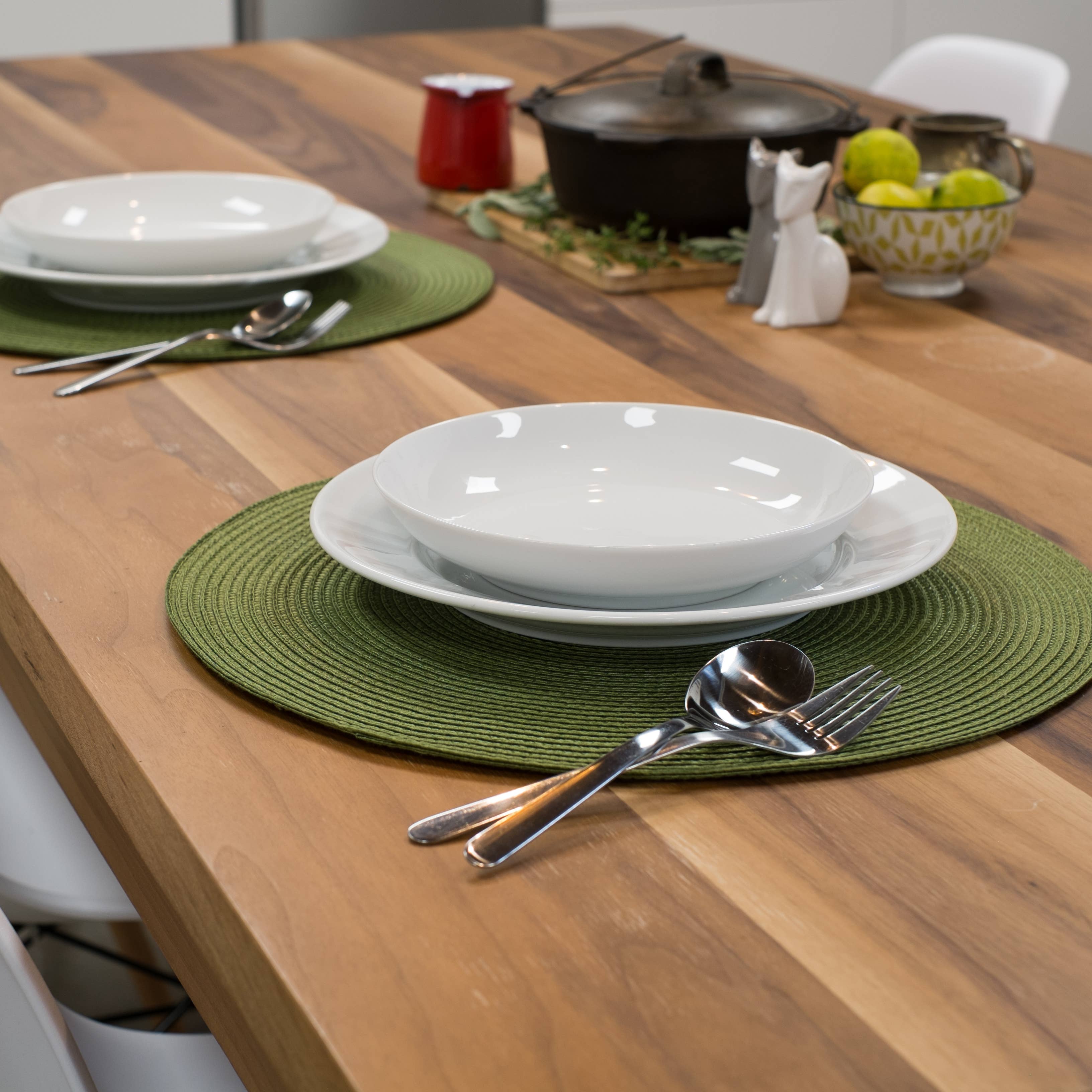 Disko Fir Green Round Placemat Set - Eco-Friendly Table Mats for Dining, Kitchen, and Party Decor - Now Designs by Danica