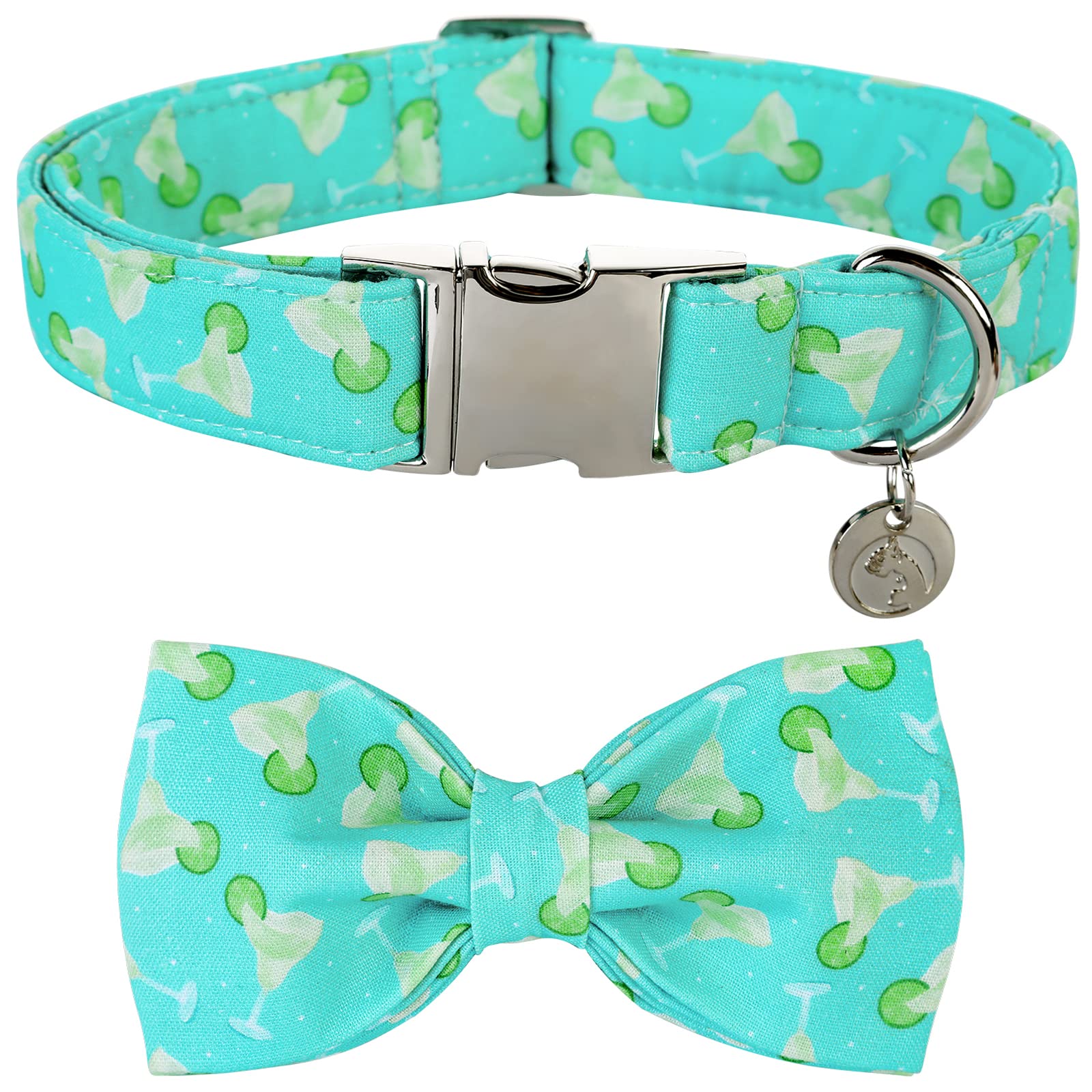 DOGWONG Cotton Dog Collar with Adjustable Bow Tie - Soft Comfortable Durable Pet Collar for Small Medium Large Dogs - Perfect for Daily Walks, Training & Special Occasions