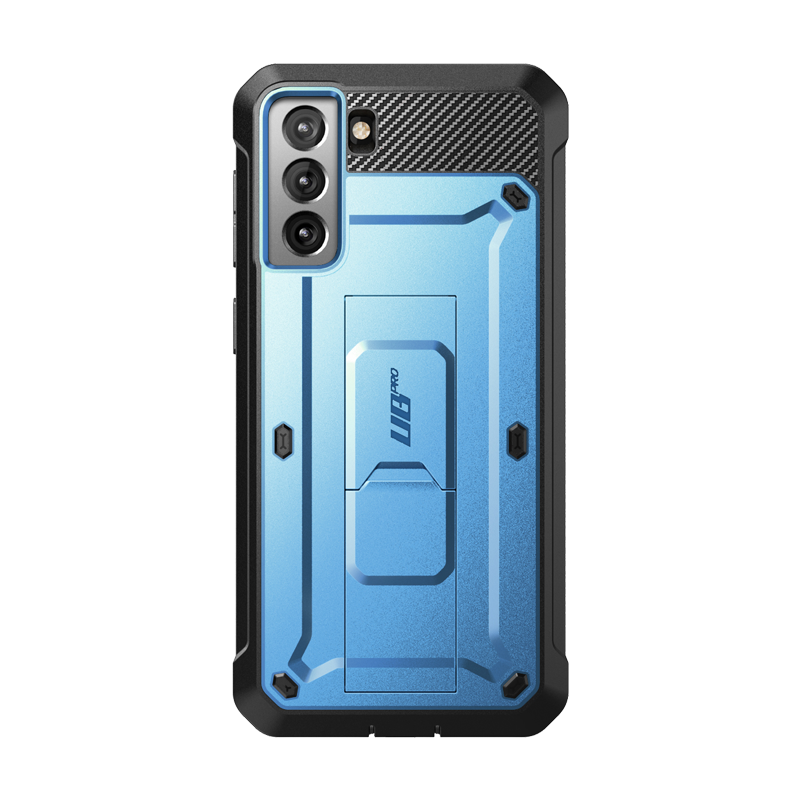 Samsung Galaxy S21 Plus Unicorn Beetle Pro Rugged Case - Heavy Duty Shockproof Cover with Built-in Screen Protector, Metallic Blue (Open Box) - Perfect for Outdoor Activities, Construction Work & Extreme Sports Protection