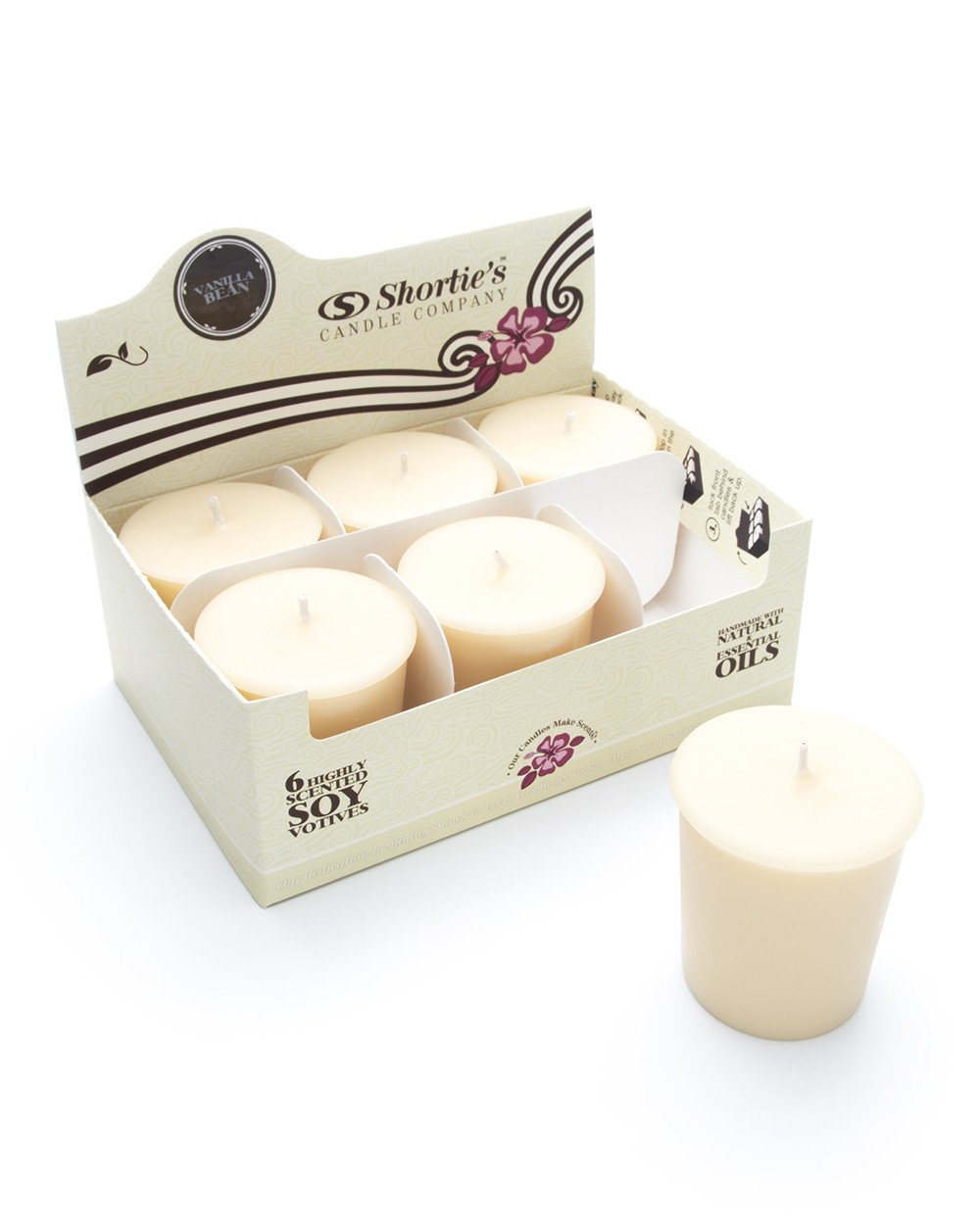 Vanilla Bean Soy Votive Candles - Natural Fragrance Scented, 6-Pack Beige Votive Candle Refills - Bakery & Food Scent Collection - Perfect for Home Decor, Spa Relaxation & Romantic Ambiance