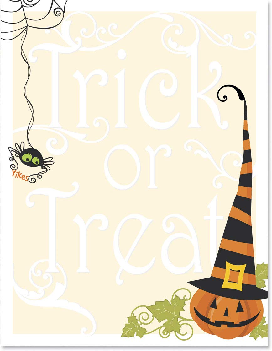 Halloween Themed Stationery Set - 25 Sheets Fall Autumn Border Paper & Letterhead (8.5 x 11) | Premium Decorative Printer Paper for Halloween Cards, Party Invitations & Seasonal Craft Projects