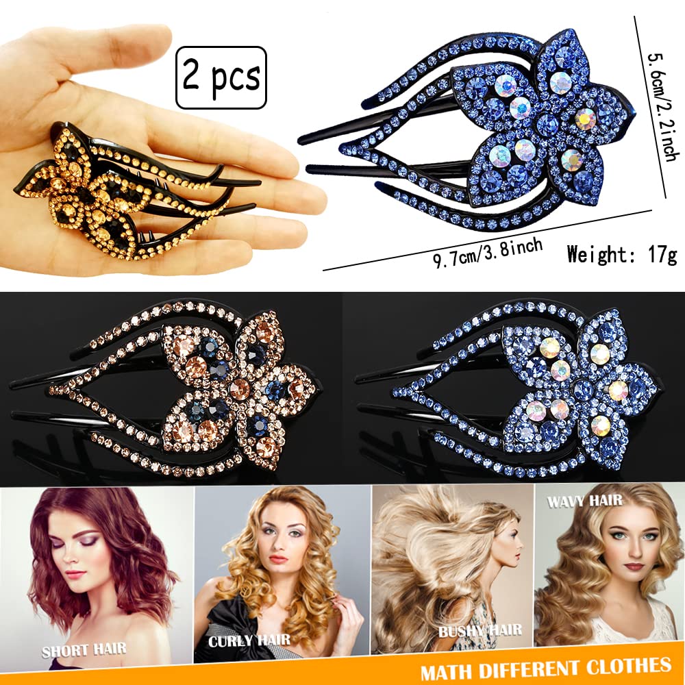 Yusier 2PCS Shiny Heart Ponytail Hair Clips - Sparkling Diamond Duckbill Hair Barrettes for Women & Girls | Perfect for Parties, Weddings & Daily Styling