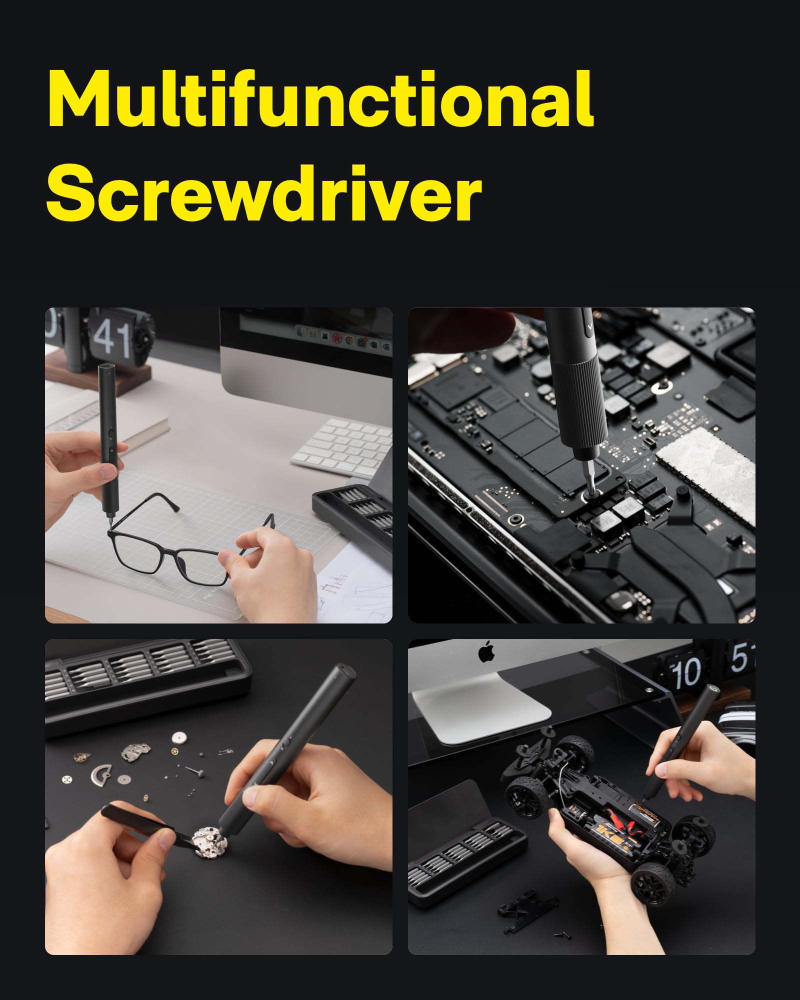 HOTO Mini Electric Screwdriver Set with 25 Magnetic S2 Bits - 170RPM Precision USB-C Rechargeable Tool with LED Light & 2 Torque Settings - Perfect for Eyeglasses Repair, Electronics, DIY Projects & Home Maintenance