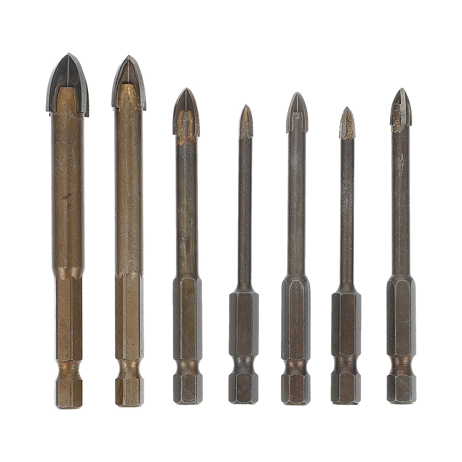 HEMOTON 7-Piece Tile Drill Bit Set - Spiral Carbide Drill Bits for Brick, Ceramic & Porcelain - Electric Auger Compatible - Perfect for DIY Home Renovation, Garden Projects & Masonry Work