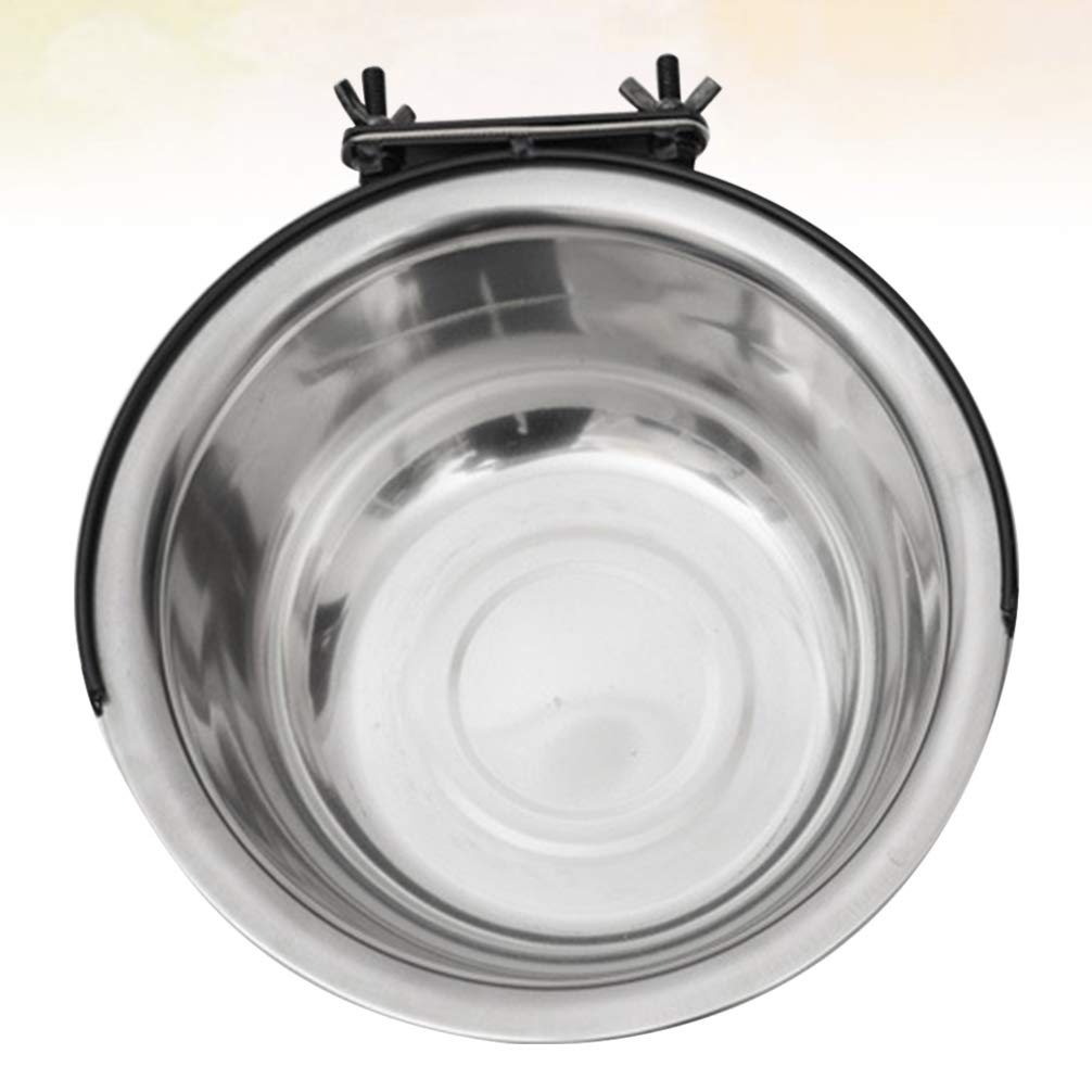 STOBOK Stainless Steel Hanging Pet Bowls - 600ml Large Feeder Dishes for Dogs, Cats, Birds & Parrots - Durable Cage Kennel Crate Food & Water Bowls (Silver) - Perfect for Travel, Camping & Home Use