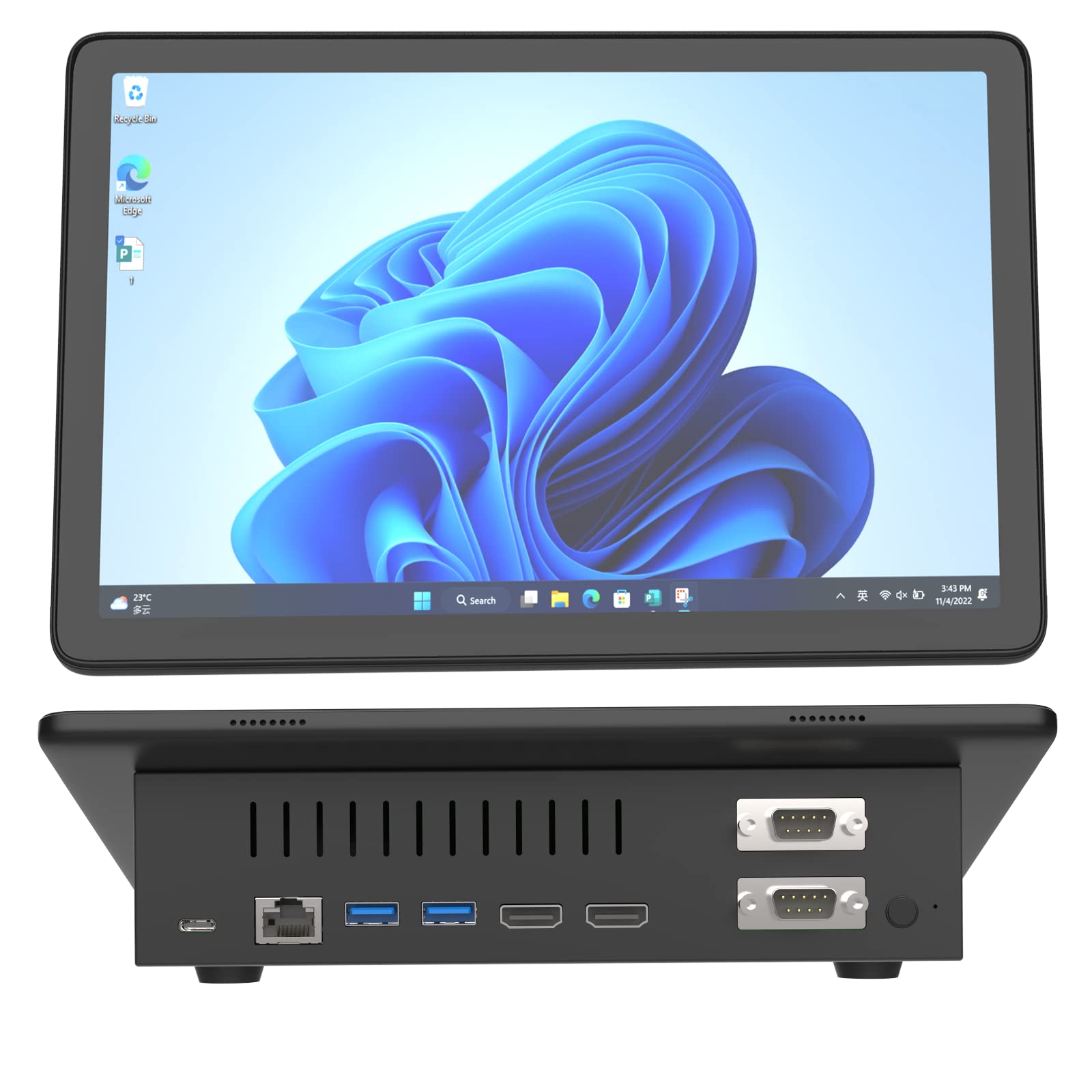 HIGOLEPC Mini PC - 10.1 Inch Touchscreen Windows 11 Pro Mini Computer, Intel Celeron J4125 8GB RAM 128GB SSD, Dual R232 HDMI Ports, Bluetooth 5.2, WiFi 5.0, Type-C, Auto-Boot - Perfect for Home Office, Digital Signage, and Industrial Control Systems