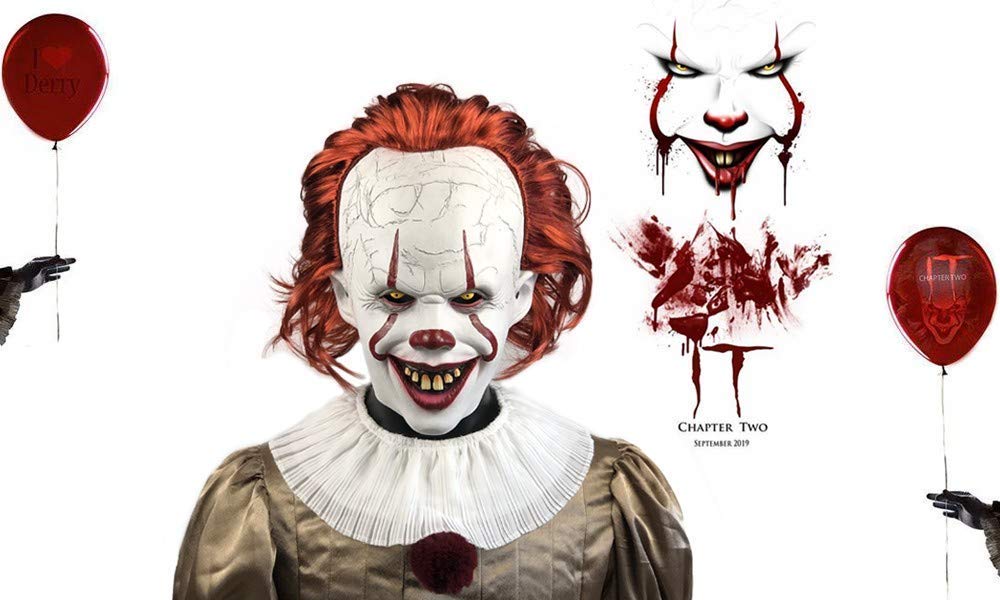 Scary Halloween Clown Mask for Cosplay - Creepy Horror Costume Accessory for Parties, Haunted Houses & Trick or Treating