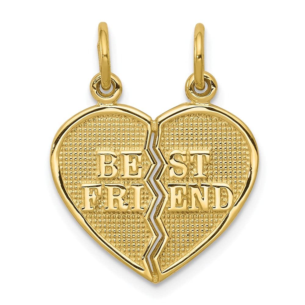 10K Yellow Gold Break-Apart Best Friend Heart Charm Necklace & Bracelet Set - Romantic Gift for Women, Sisters, Couples - Perfect for Valentine's Day, Anniversary, Birthday & Friendship Jewelry